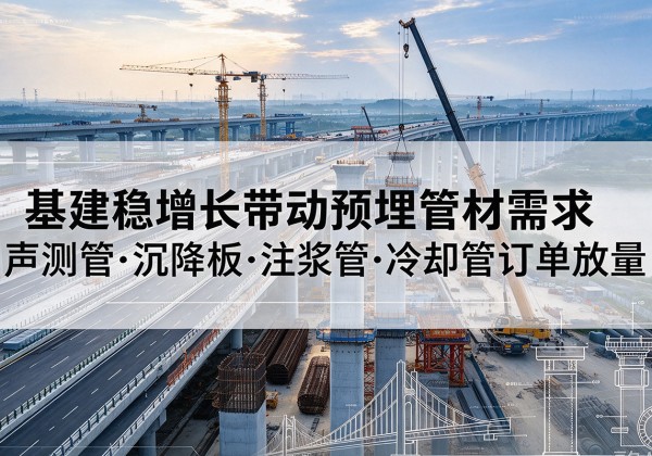 温岭基建稳增长带动预埋监测管材需求，声测管、沉降板、注浆管订单持续放量